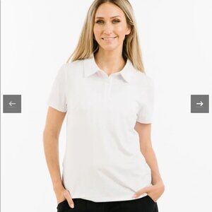 NWT ZYIA Active White Active Slit Polo, Size S